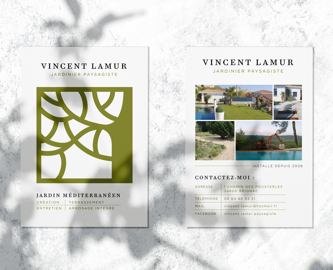 Création de l’identité visuelle et du site internet pour Vincent Lamur, jardinier paysagiste à Brignac.