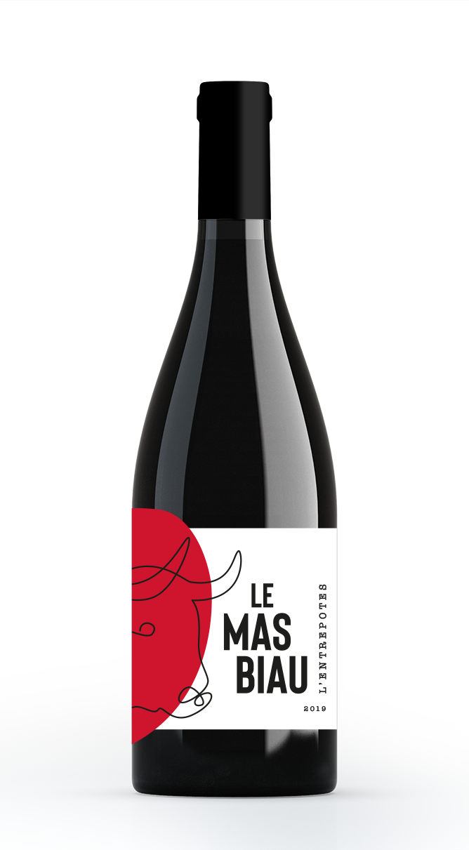 Création des étiquettes de vin pour Le Mas Biau. Design graphique et coloré mettant en valeur l’identité du domaine viticole.