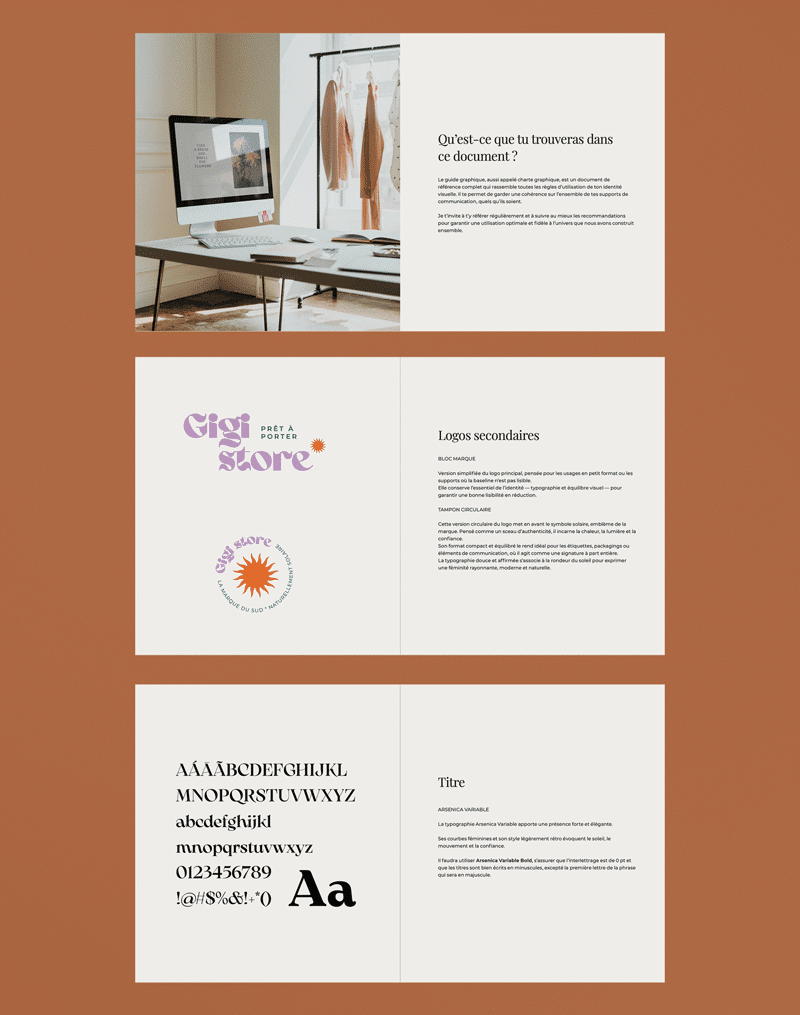 Extrait de l'identité visuelle Gigi Store