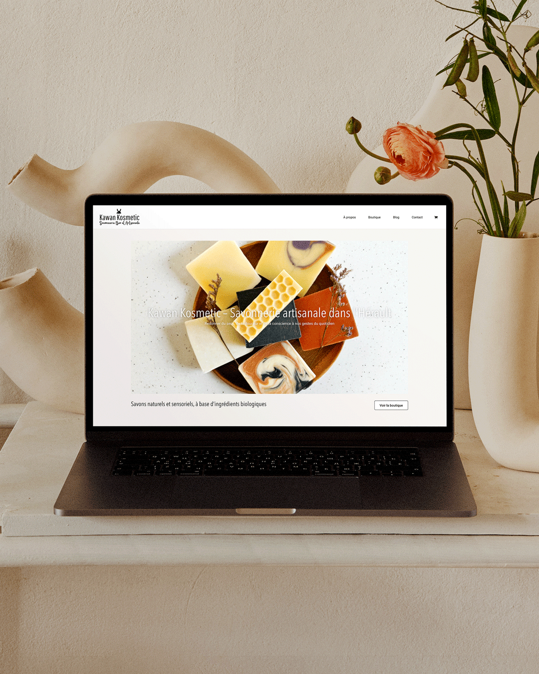 Site e-commerce créé pour kawan kosmetic, savonnerie Hérault